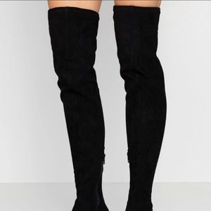 Top shop black faux suede over the knee stretch boots size 7